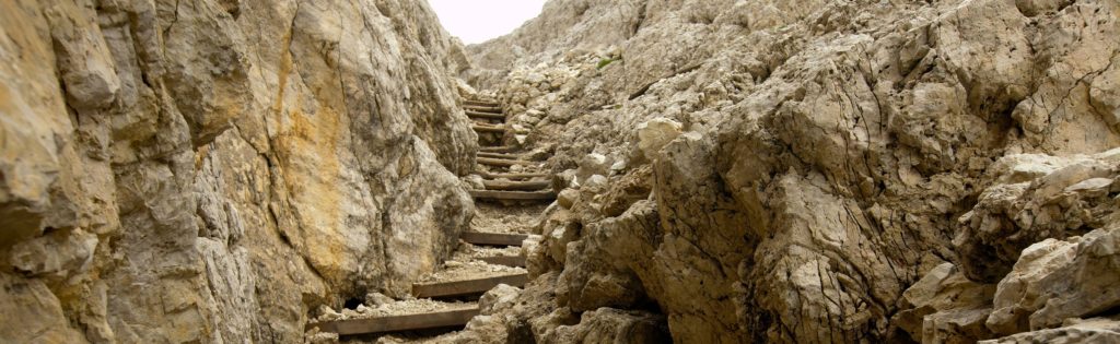 Stairs of a tight mountain path